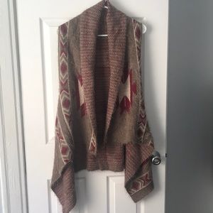 Brown and red cozy long vest